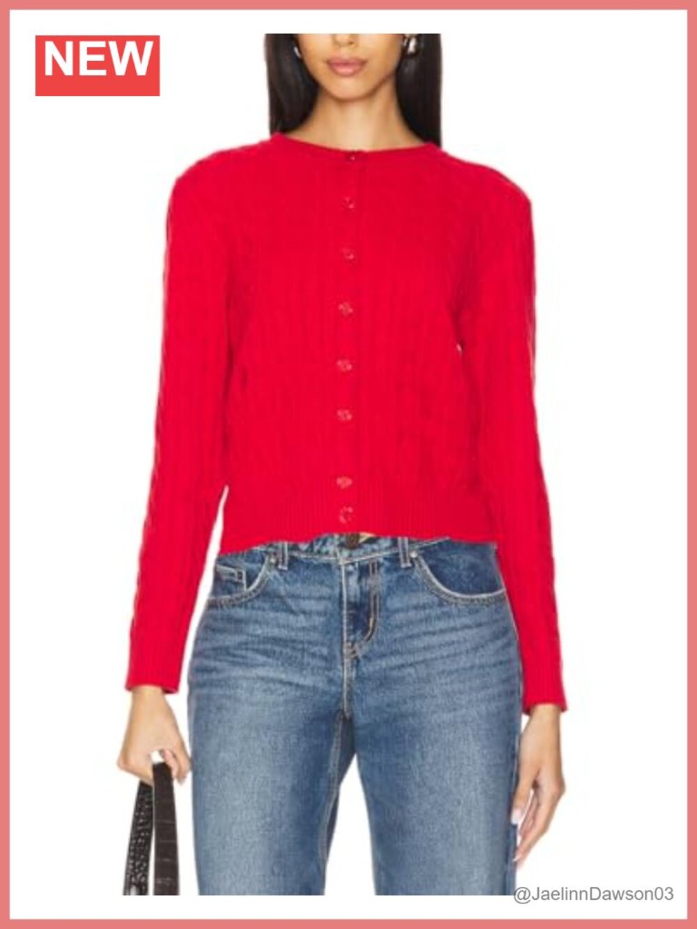 Cable Knit Cropped Cardigan Button Down Crewneck Long Sleeve Sweater